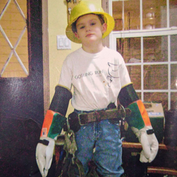child with a hard hat on